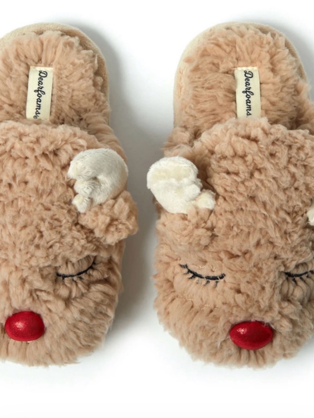 Dearfoams Kid's Dearfoams Reindeer Scuff Slippers Size 9-10